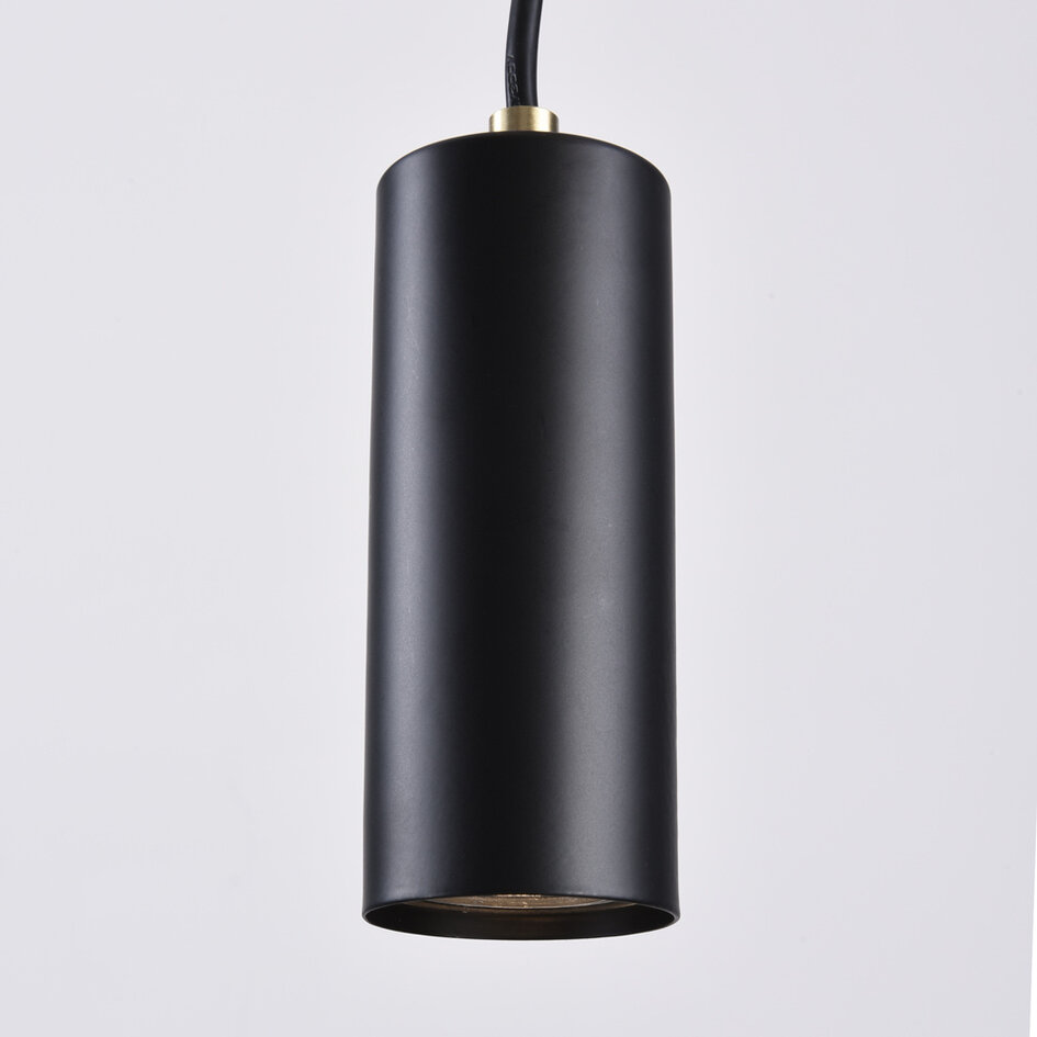 9-lichts design hanglamp Hialeah  - mat zwart en zand goud