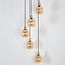 Suspension design 5 lumières Baton - noir mat, doré sable et ambre