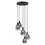 5-lichts design hanglamp Boise - zwart en smoke glas