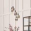 5-lichts design hanglamp Boise - zwart en smoke glas