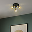 Plafonnier noir mat et or avec verre ambré 3 luminaires - Oakland
