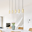 Moderne mat zwarte en zand gouden hanglamp met amberkleurig glas 5-lichts  - Seattle
