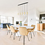 Moderne mat zwarte en zand gouden hanglamp met amberkleurig glas 5-lichts  - Seattle
