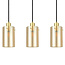 Moderne mat zwarte en zand gouden hanglamp met amberkleurig glas 5-lichts  - Seattle