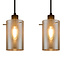 Moderne  mat zwarte hanglamp met smoke grijs glas 4-lichts  - Worth