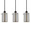 Moderne  mat zwarte hanglamp met smoke grijs glas 4-lichts  - Worth