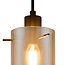 Moderne  mat zwarte hanglamp met smoke grijs glas 4-lichts  - Worth