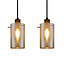 Mat zwarte hanglamp met smoke grijs glas 5-lichts  Texas