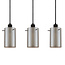 Mat zwarte hanglamp met smoke grijs glas 5-lichts  Texas