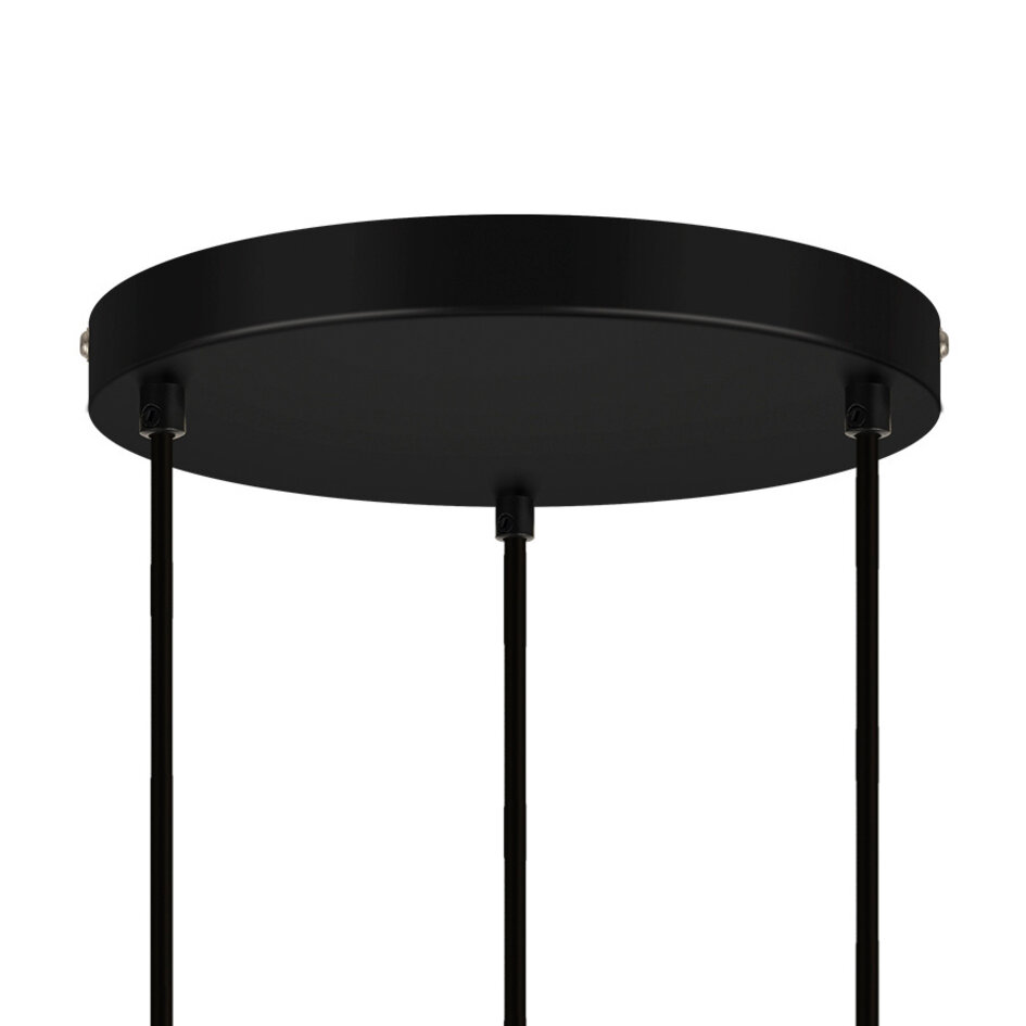 Moderne mat zwarte hanglamp met smoke grijs glas 3-lichts  - Akron