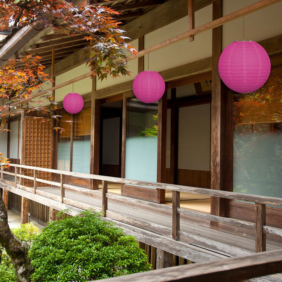 Lanterne en nylon rose fuchsia pour l'extérieur