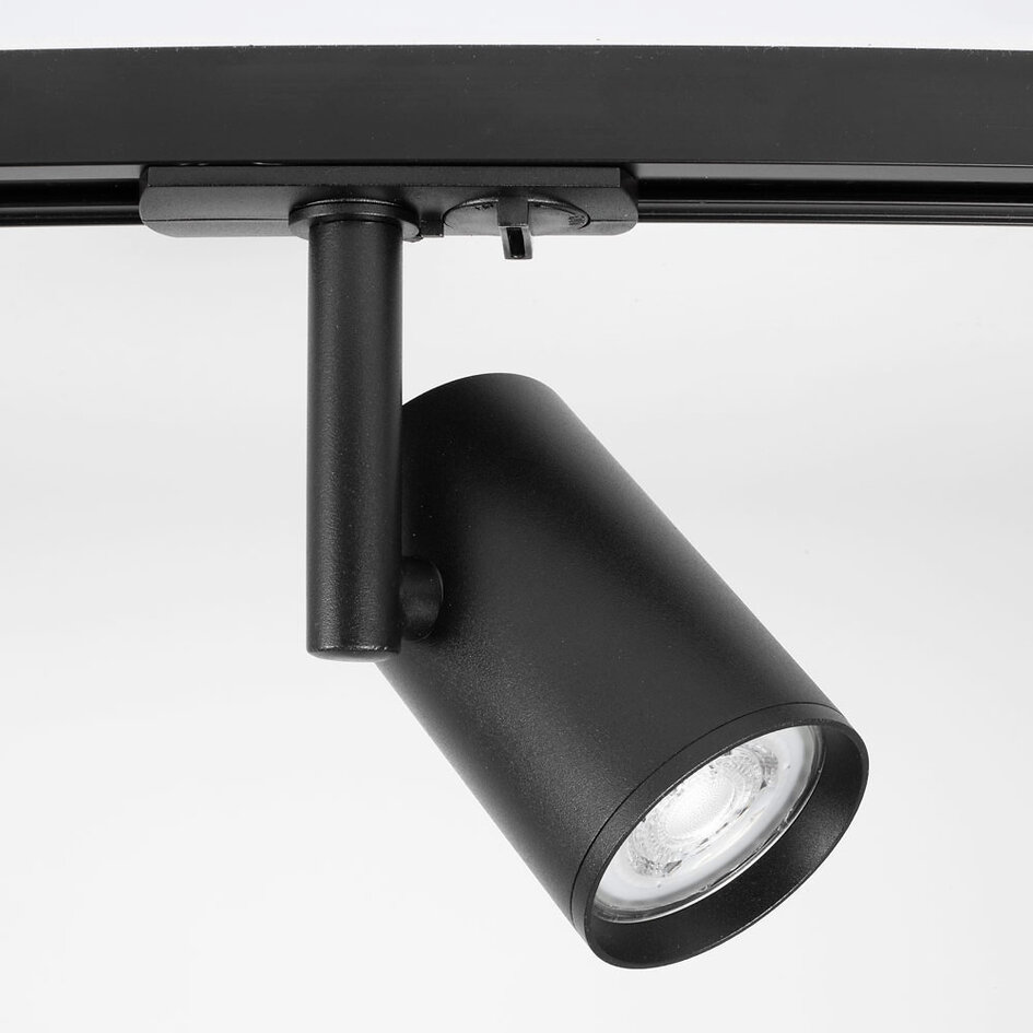 Zwart 1-fase railsysteem van 1,5 meter met Blake spots - plafondspots