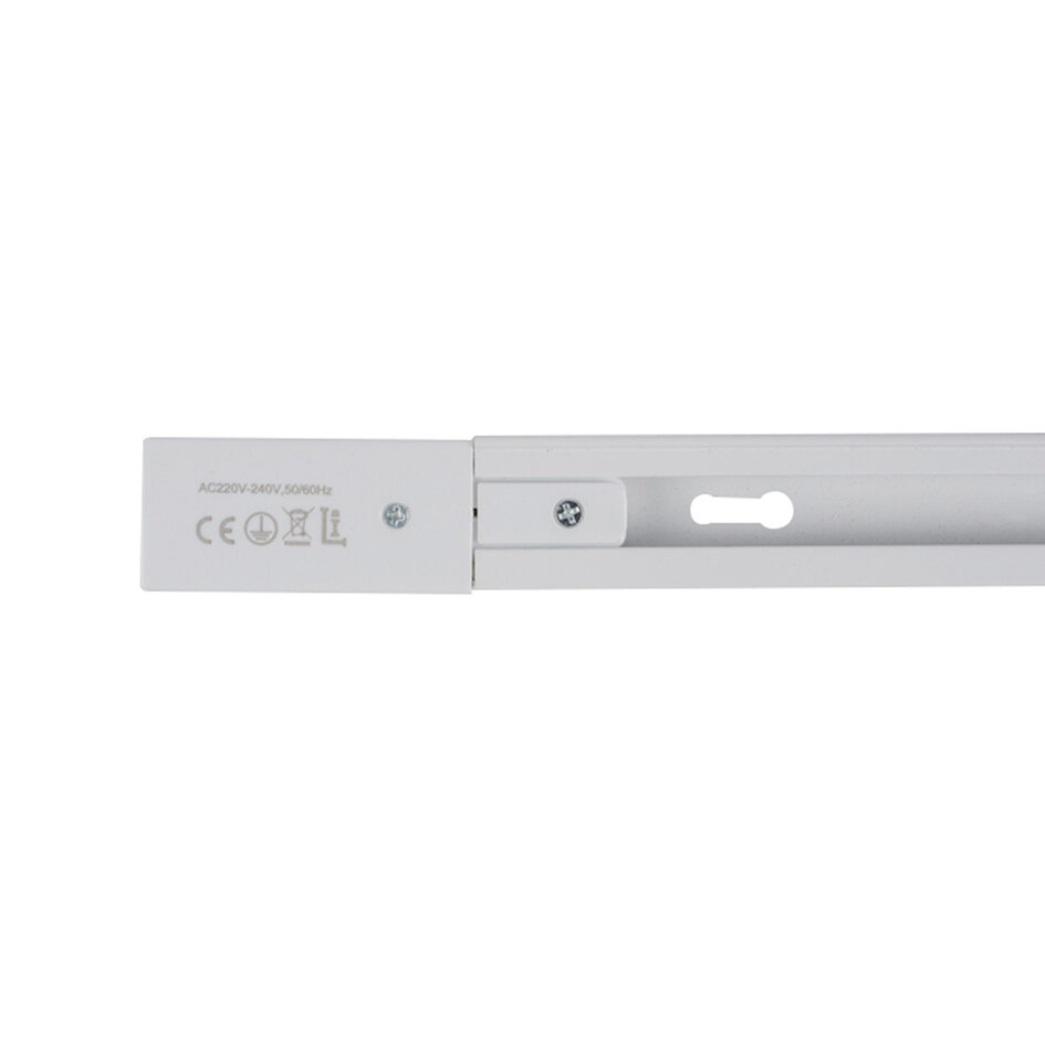 Rail monophasé raccordable de 100 cm, bloc d’alimentation et embout inclus, blanc