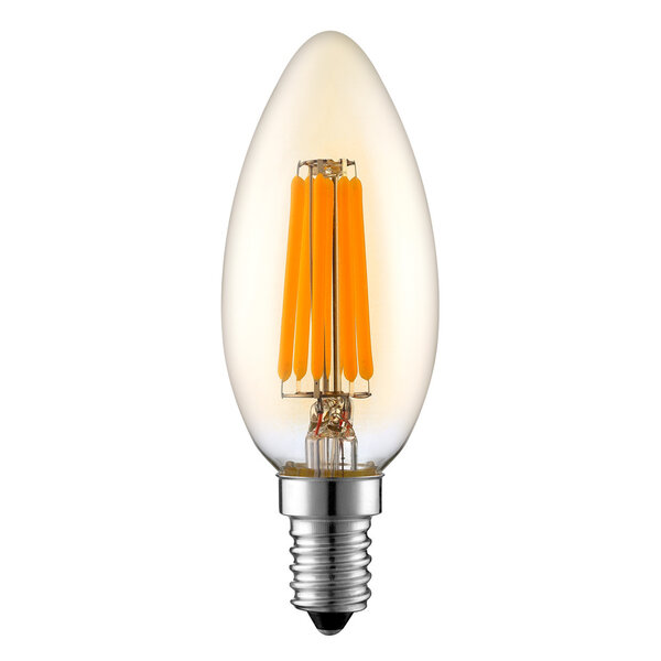 E14 dimbare LED filament kaarslamp met amber glas | 5.5W 2200K