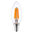 Ampoule flamme filament LED E14 dimmable, verre transparent 3,5 watts