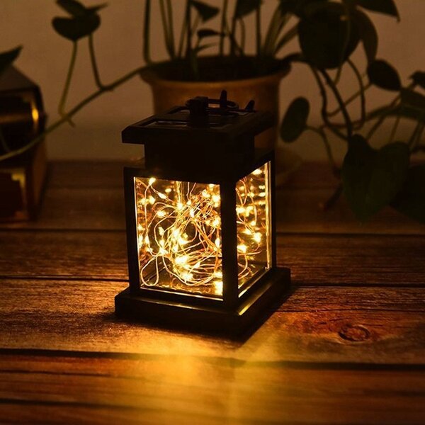 Lampe solaire de table  rustique noire - Freya