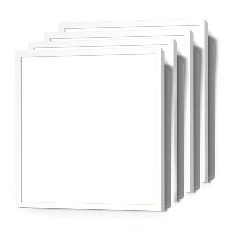 Kit de 4 panneaux LED 60 x 60 cm, 30 W, 4000 K - 120 lm/W