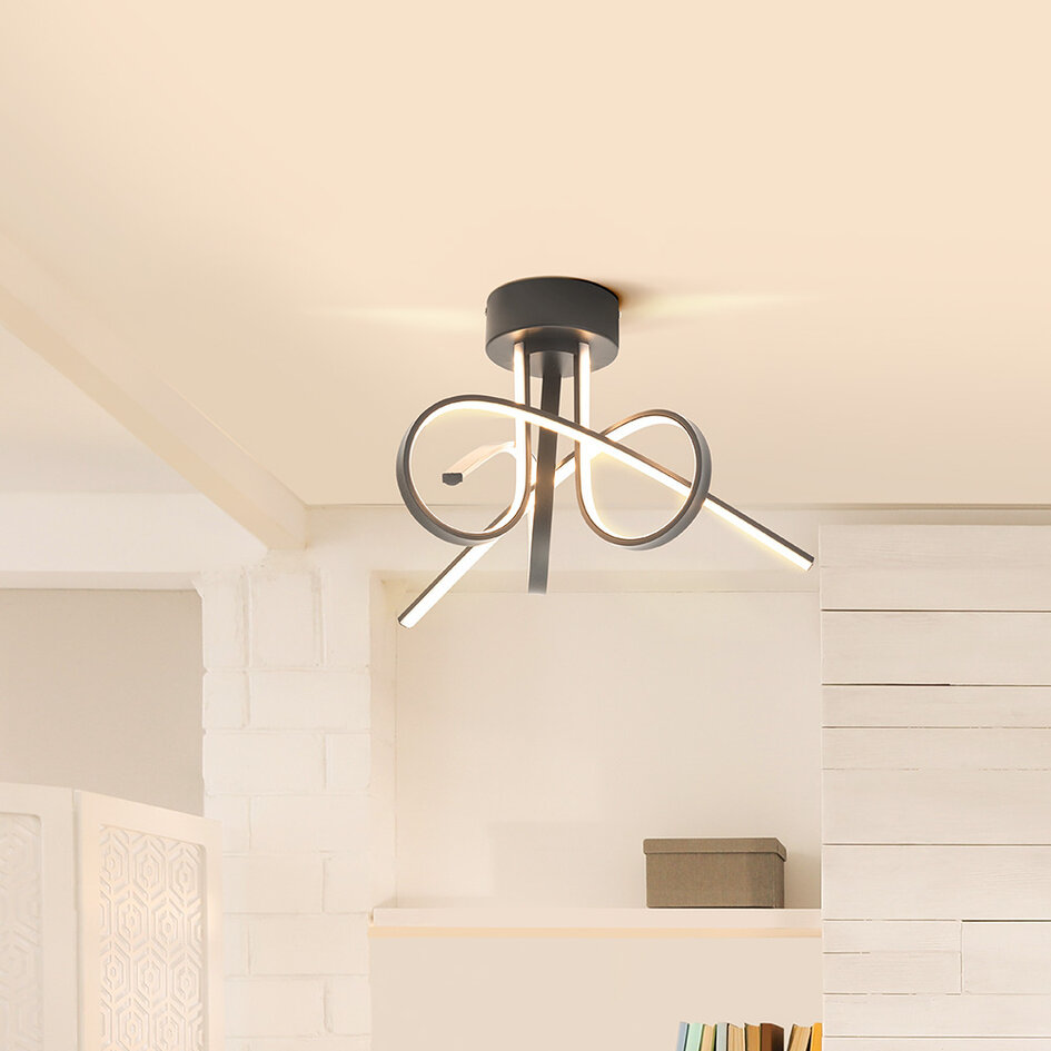 Plafonnier design noir avec LED dimmable en 3 étapes - Fallon