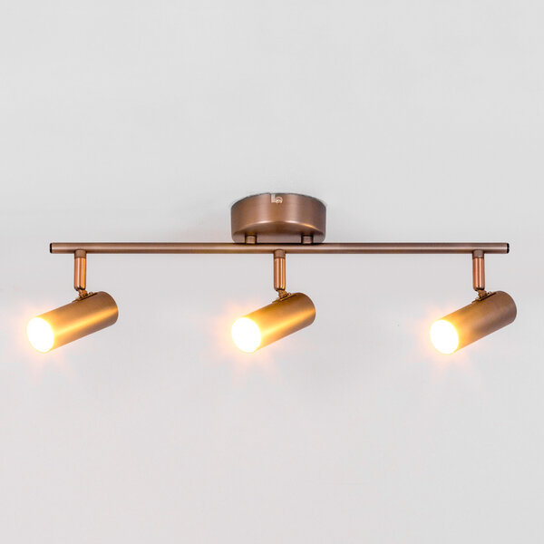 Plafonnier barre argent antique 3 spots LED - Zane