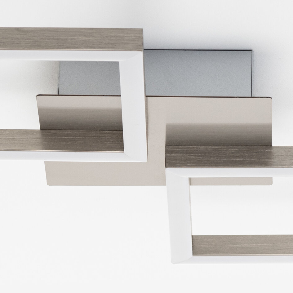 Plafonnier design nickel satiné 2 lumières LED - Porter