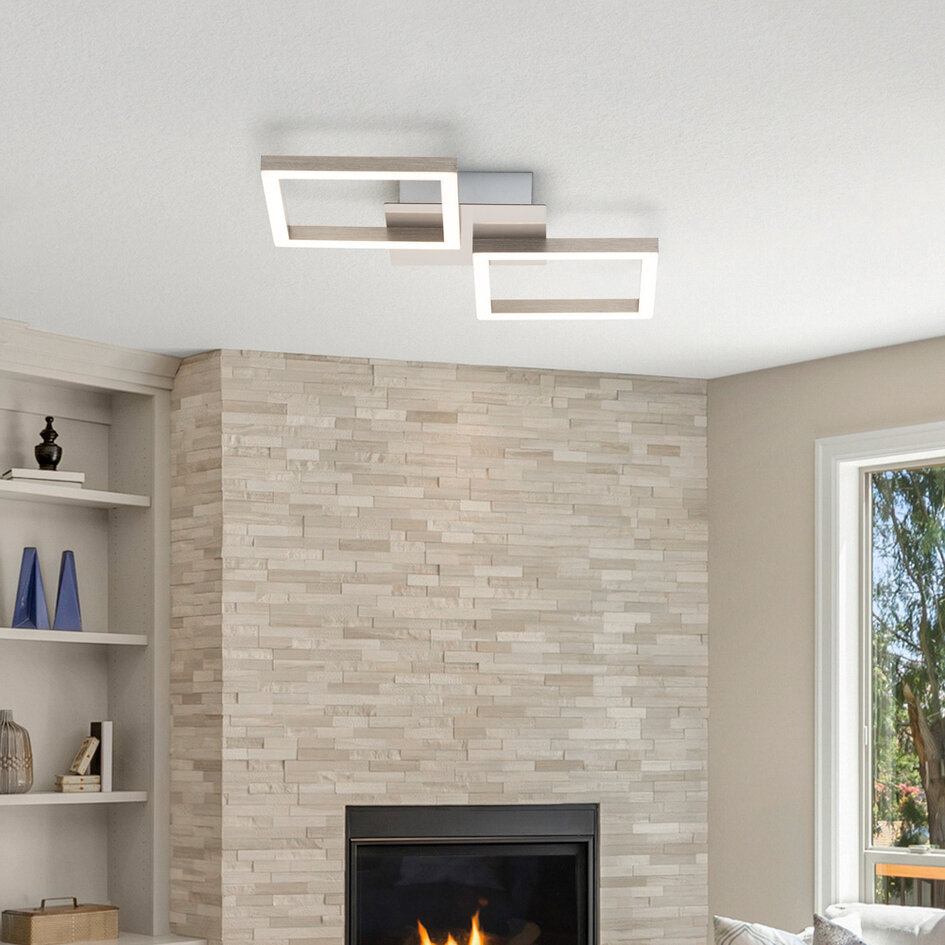 Plafonnier design nickel satiné 2 lumières LED - Porter