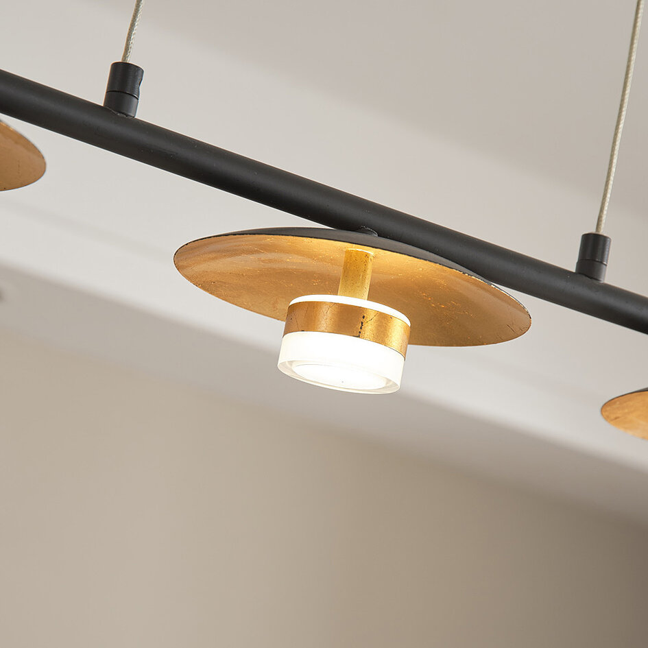 Suspension moderne noire et or 5 spots LED - Martha