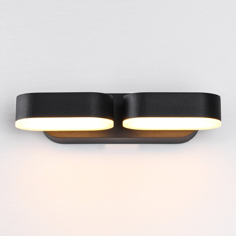 Applique murale extérieure 2 lumières Stan - noire avec LED intégrée