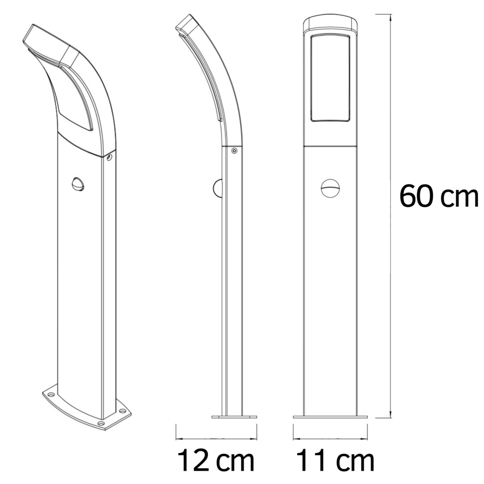 Lampe d'extérieur moderne sur pied Reese avec capteur - noir