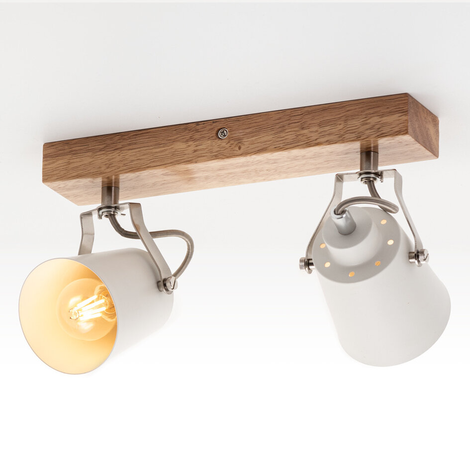 Plafonnier en bois avec 2 spots - Flint