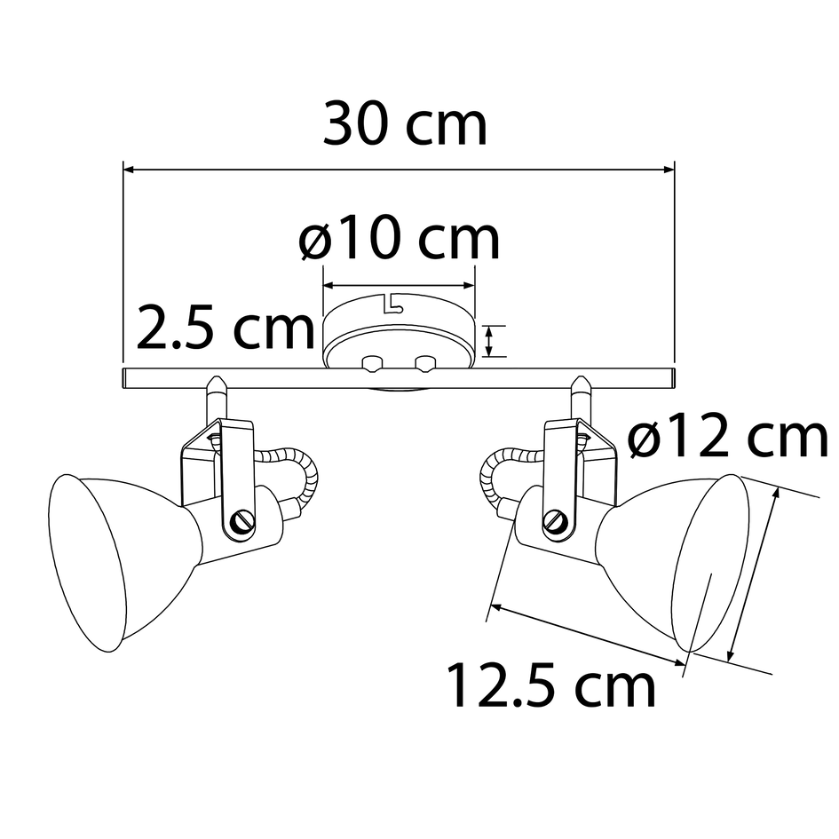 Design plafondspot zwart met goud 2-lichts - Alexandria