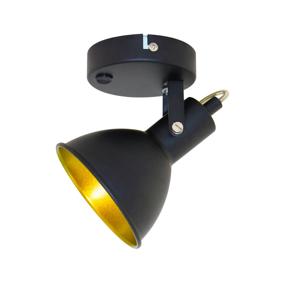 Spot de plafond design noir avec or - Alex