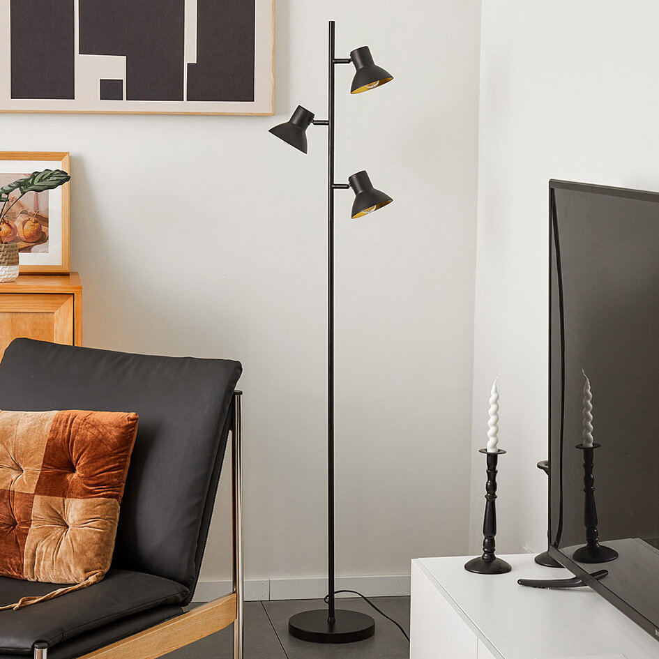 Industriële vloerlamp met 3 spots - Bailey