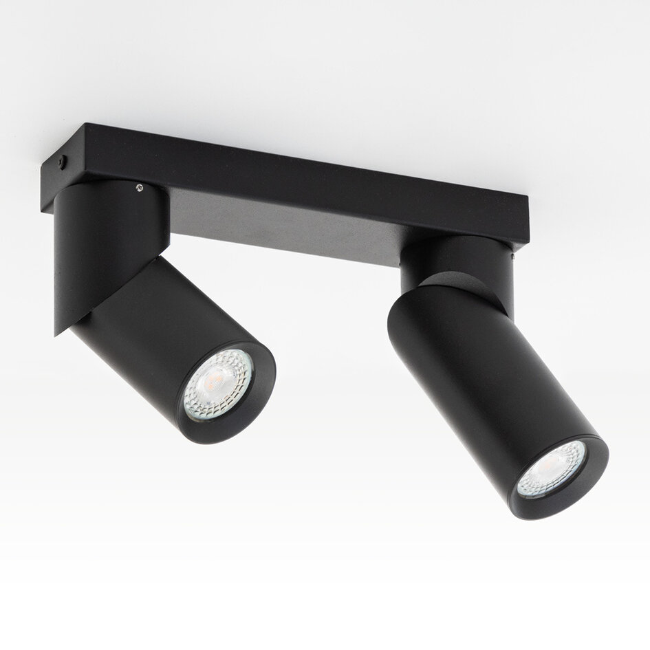 Plafonnier industriel noir avec 2 spots - Libby