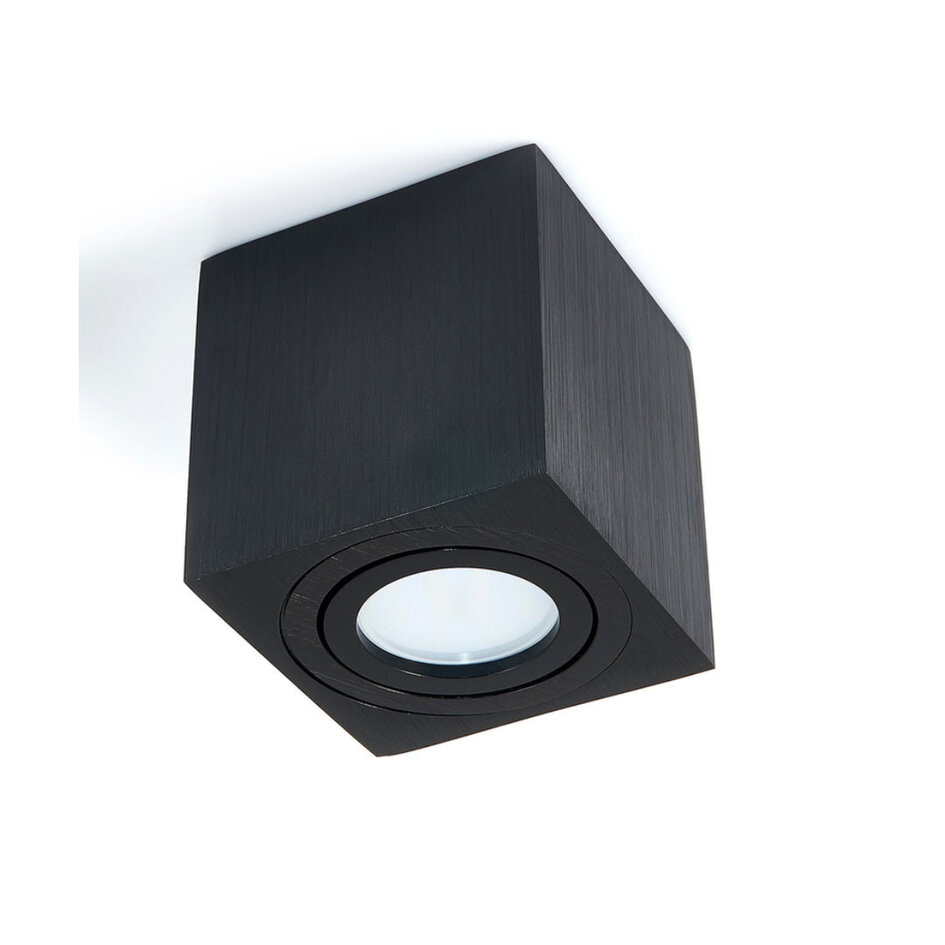 Spot moderne inclinable noir en saillie carré - Kit