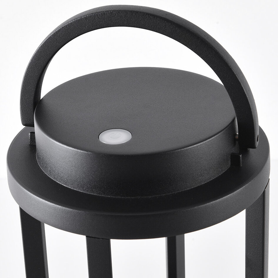 Lampe à poser noire rechargeable Gleamy avec LED intégrée