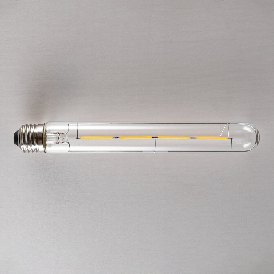 Lampe tube E27 dimmable verre clair avec filament 4W 2700K, 22.5 cm