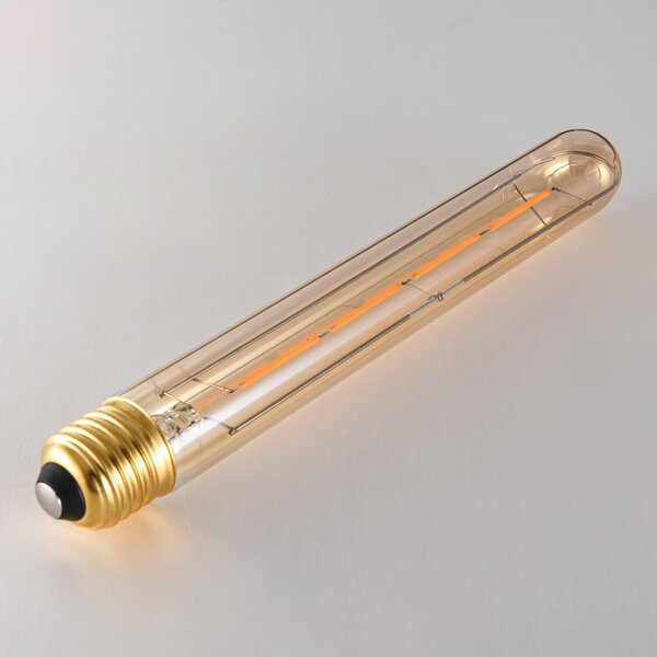 E27 dimbare buislamp amber glas met 4 draad filament 22,5 cm, 4W, 2200K