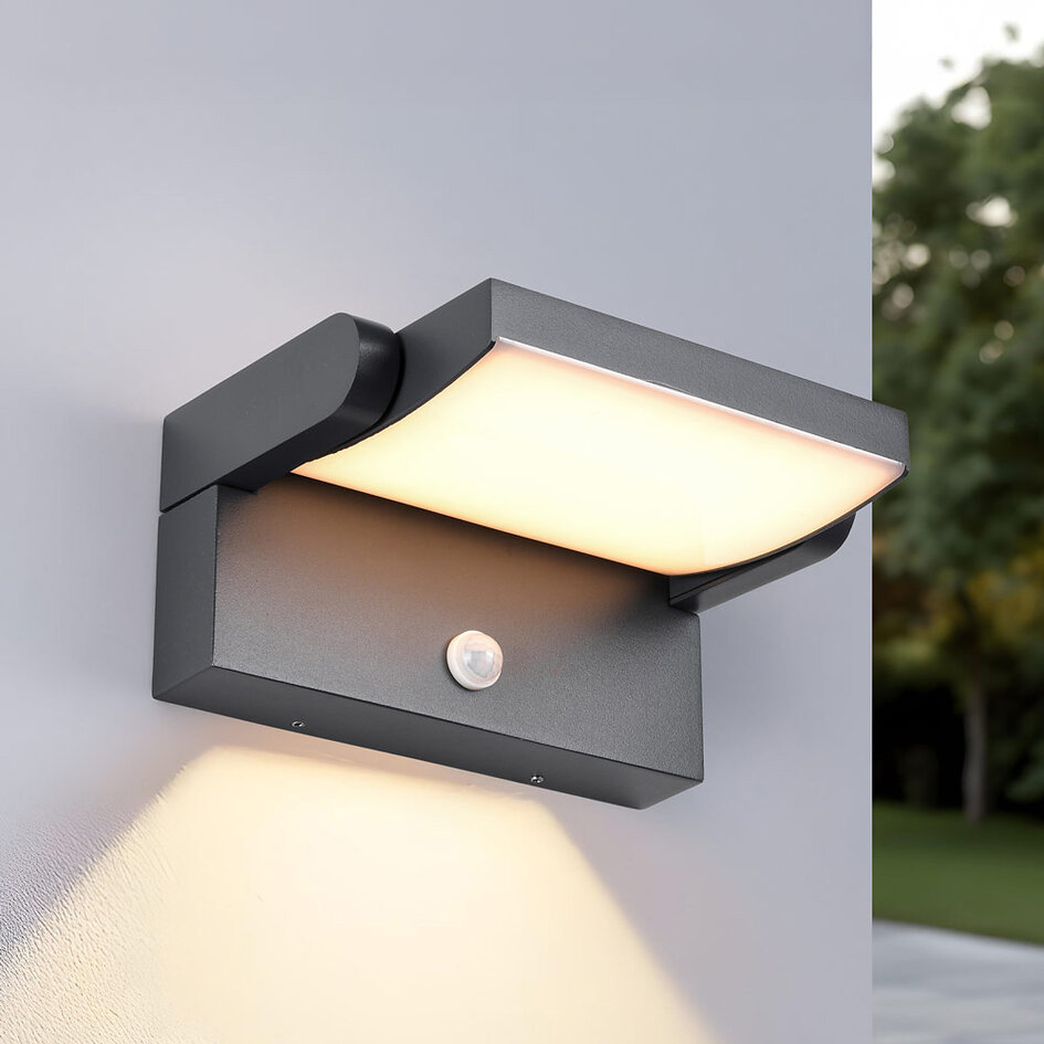 Verstelbare wandlamp Berlin met sensor - antraciet