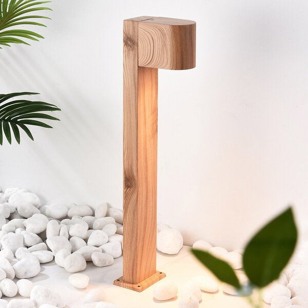 Lampadaire d'extérieur industriel aspect bois, 50 cm - Simone