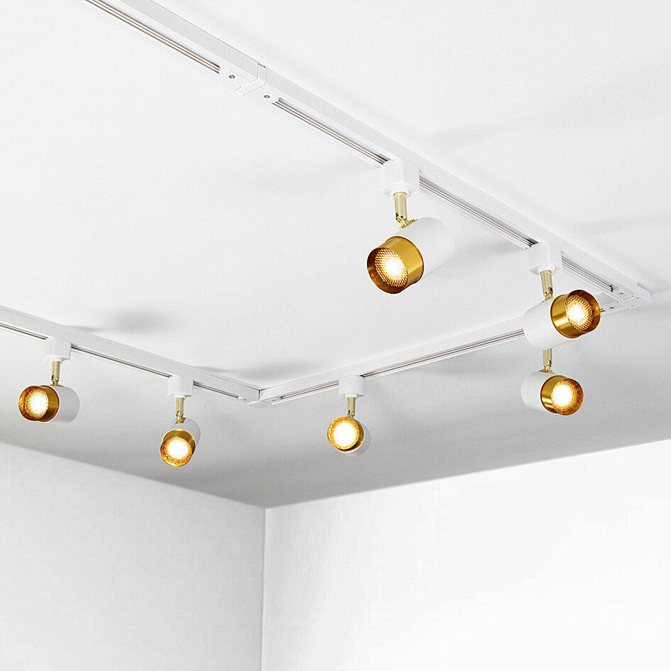 Système de rail moderne monophasé 1,5 mètre blanc et or - Lexi