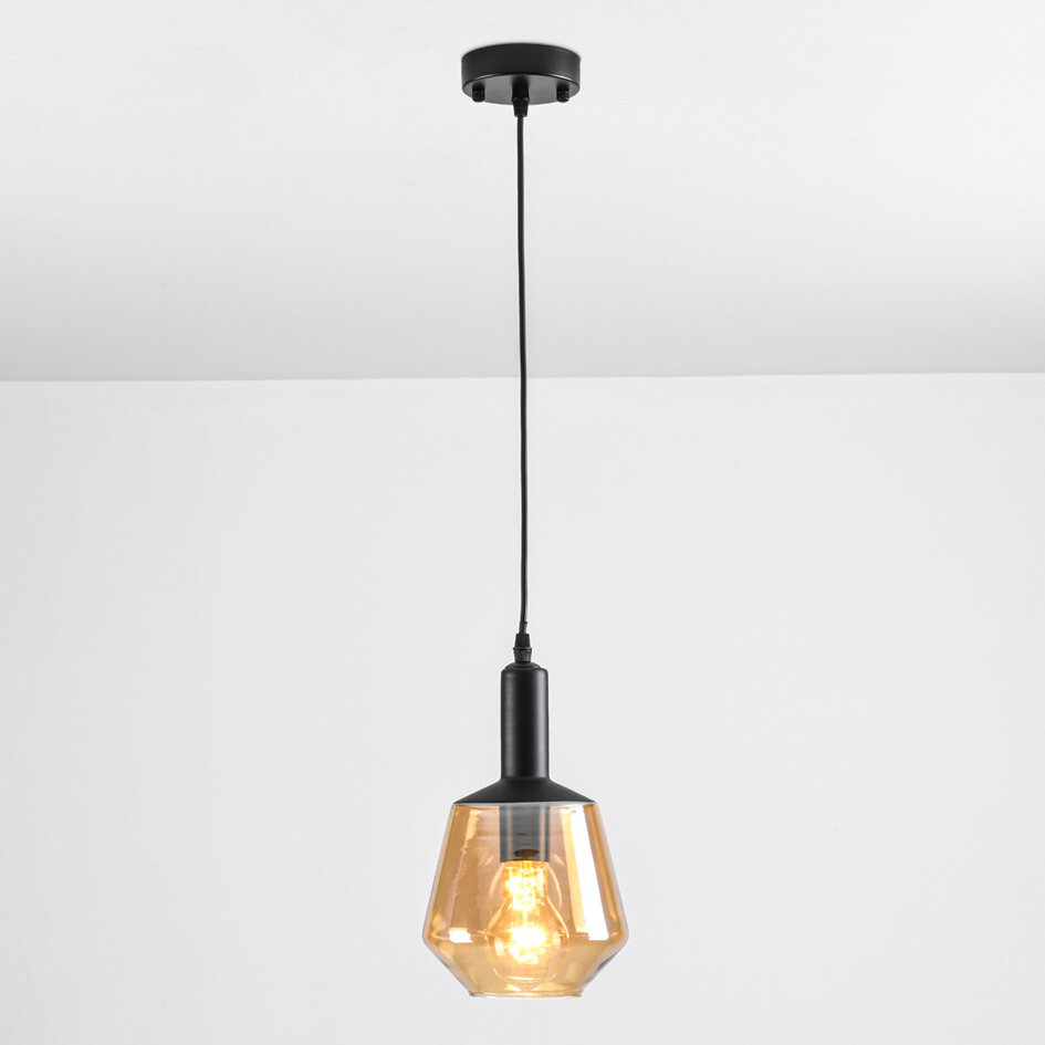 Suspension à 1 lumière verre ambré Mala - verre sphérique