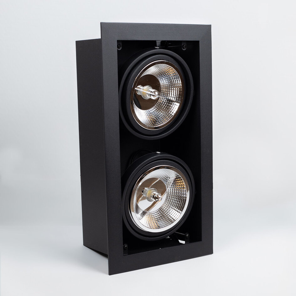 GU10 AR111 spot encastré réglable 2-lumières Jayden - noir