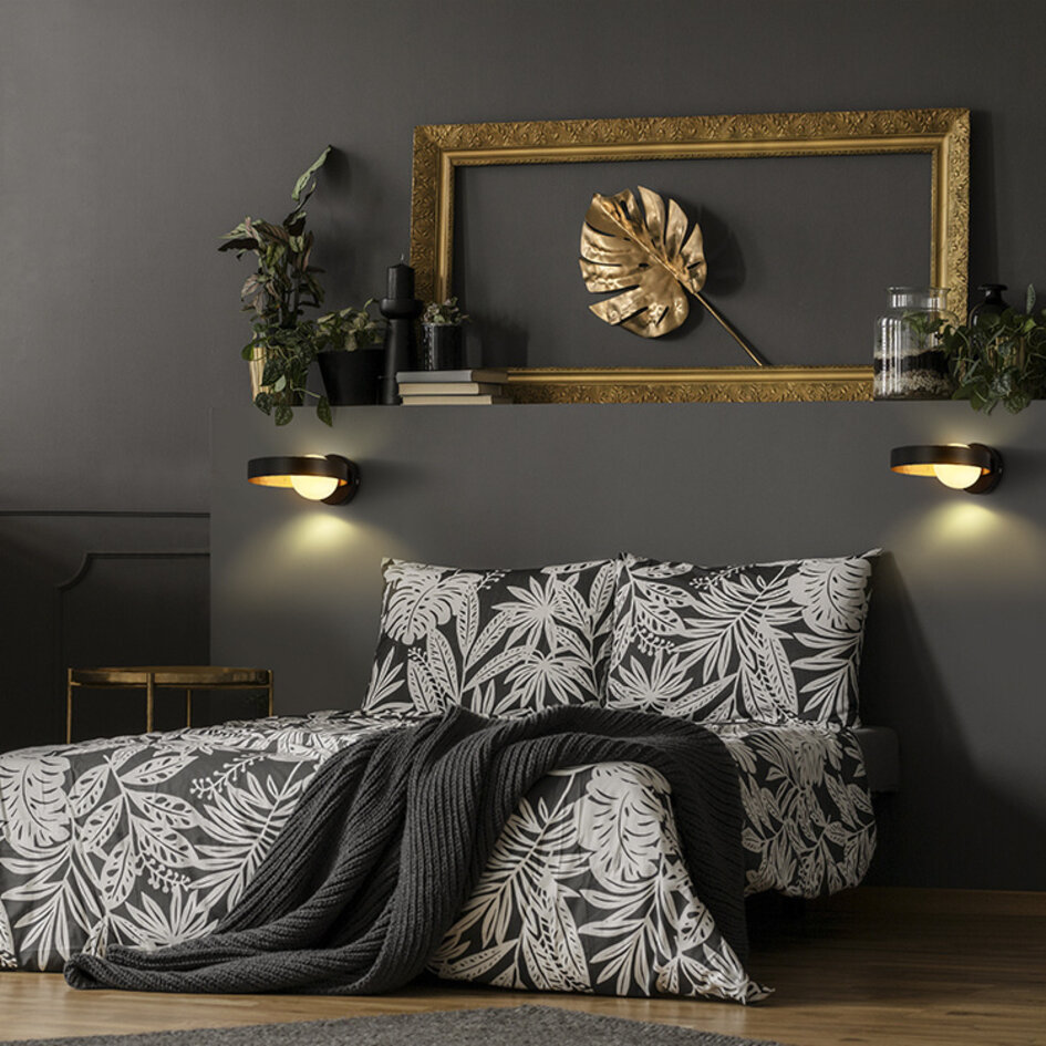 Applique noire avec intérieur effet doré - Carlos