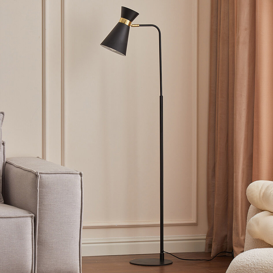 Vloerlamp zwart met goud - Alyssa