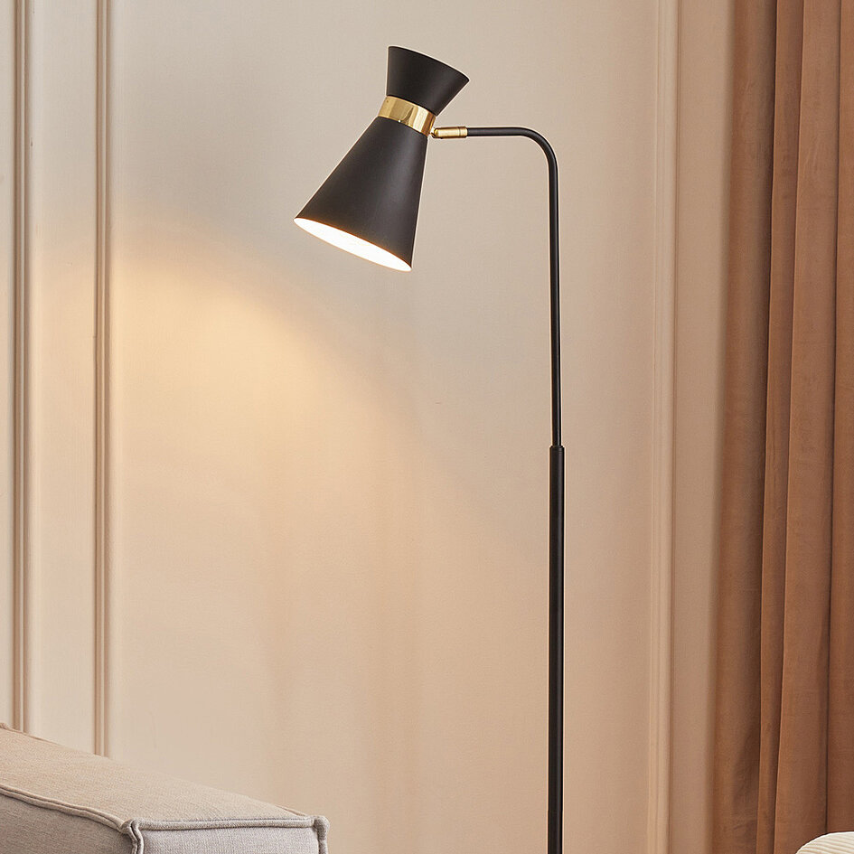 Vloerlamp zwart met goud - Alyssa