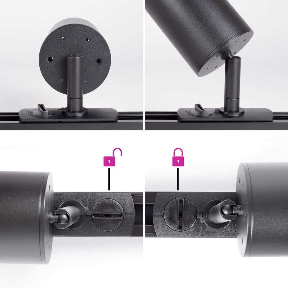 Kit rail monophasé de 3 mètres et spots Juno, noir