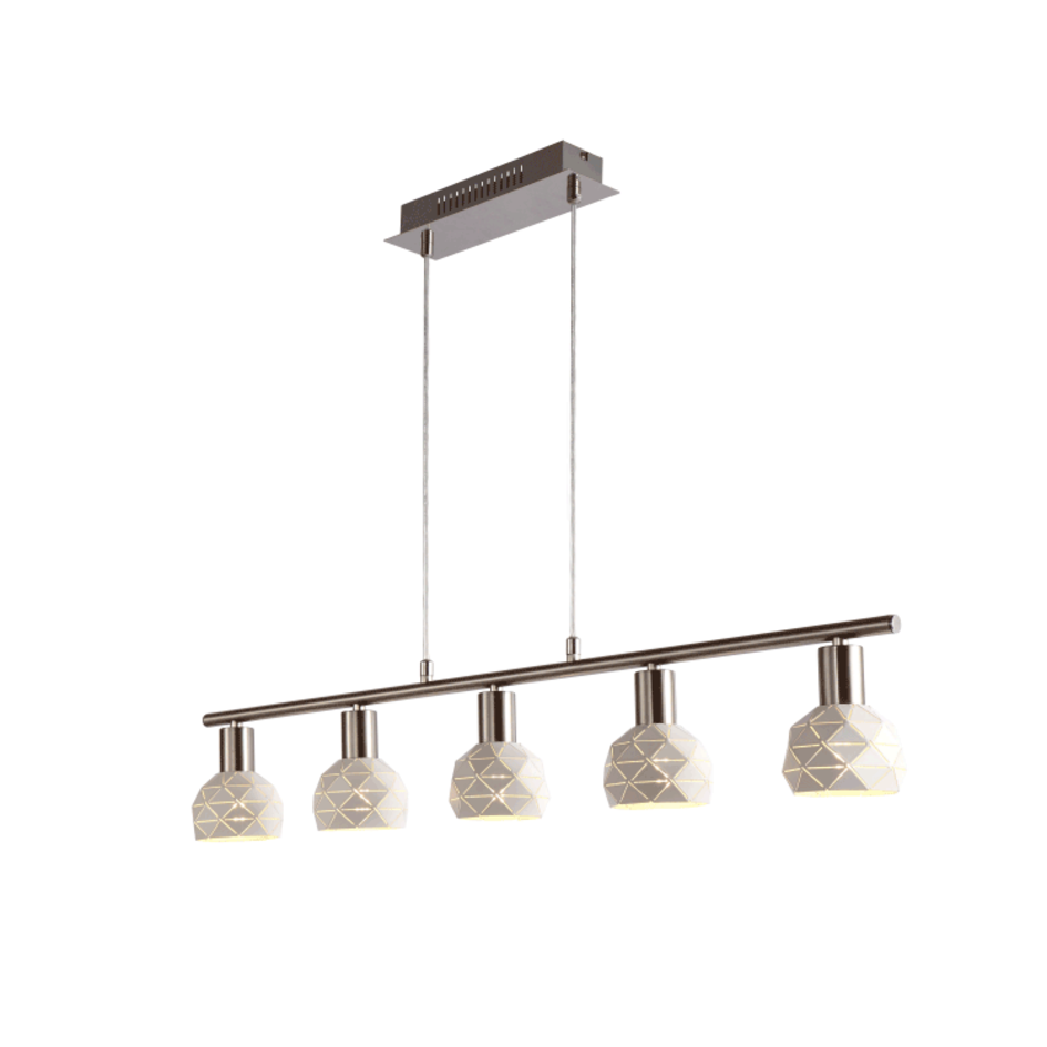 Moderne hanglamp met 5 lampen wit - Alabaster