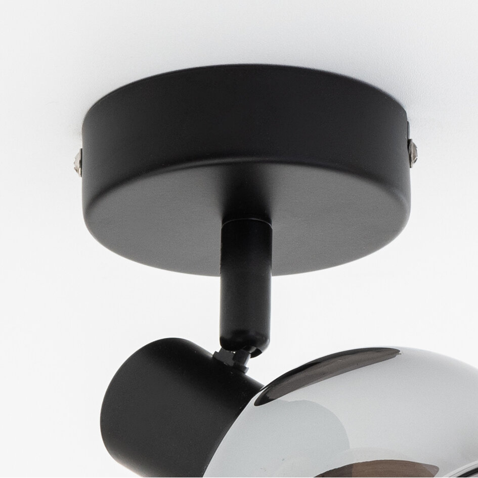 Plafonnier avec verre fumé et effet miroir, 1 lampe - Dallas