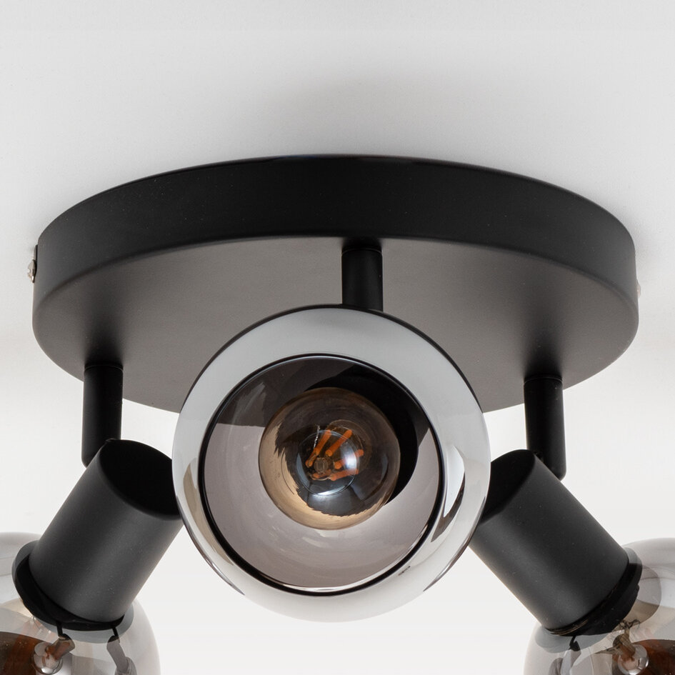 Plafondlamp met smoke glas en spiegeleffect, 3-lichts - Orlando