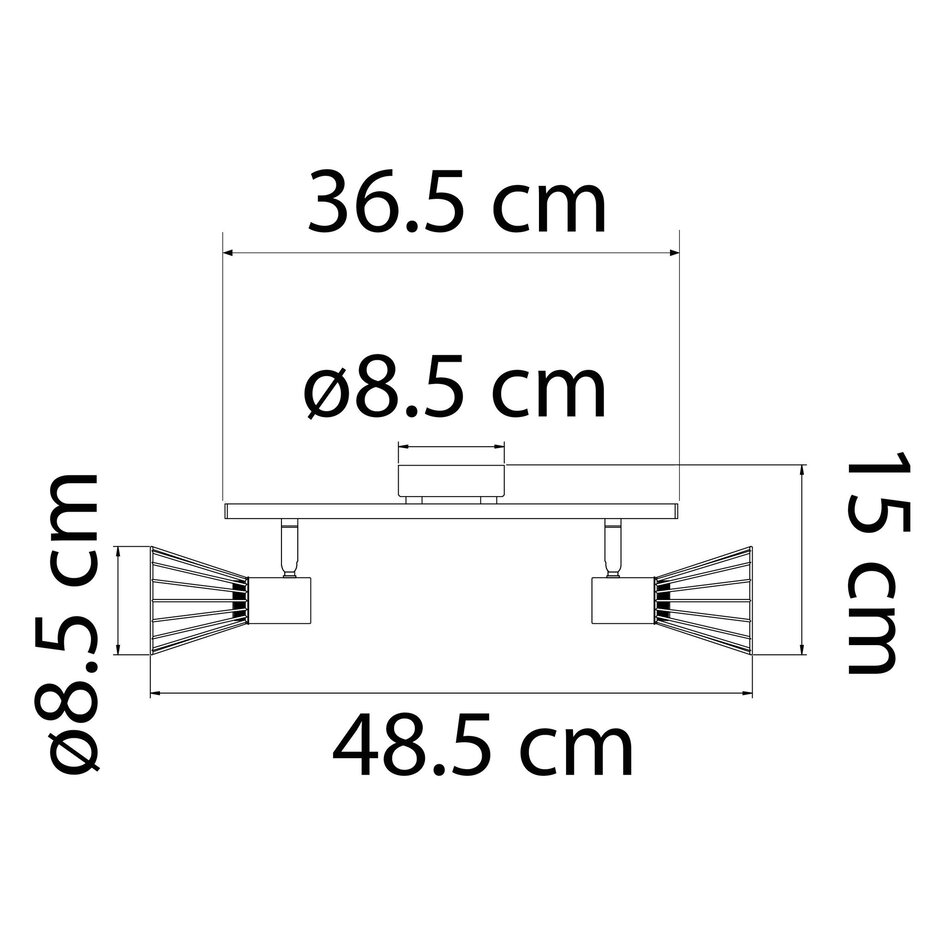 Industriële koperen plafondspot, 2-lichts - Lincoln